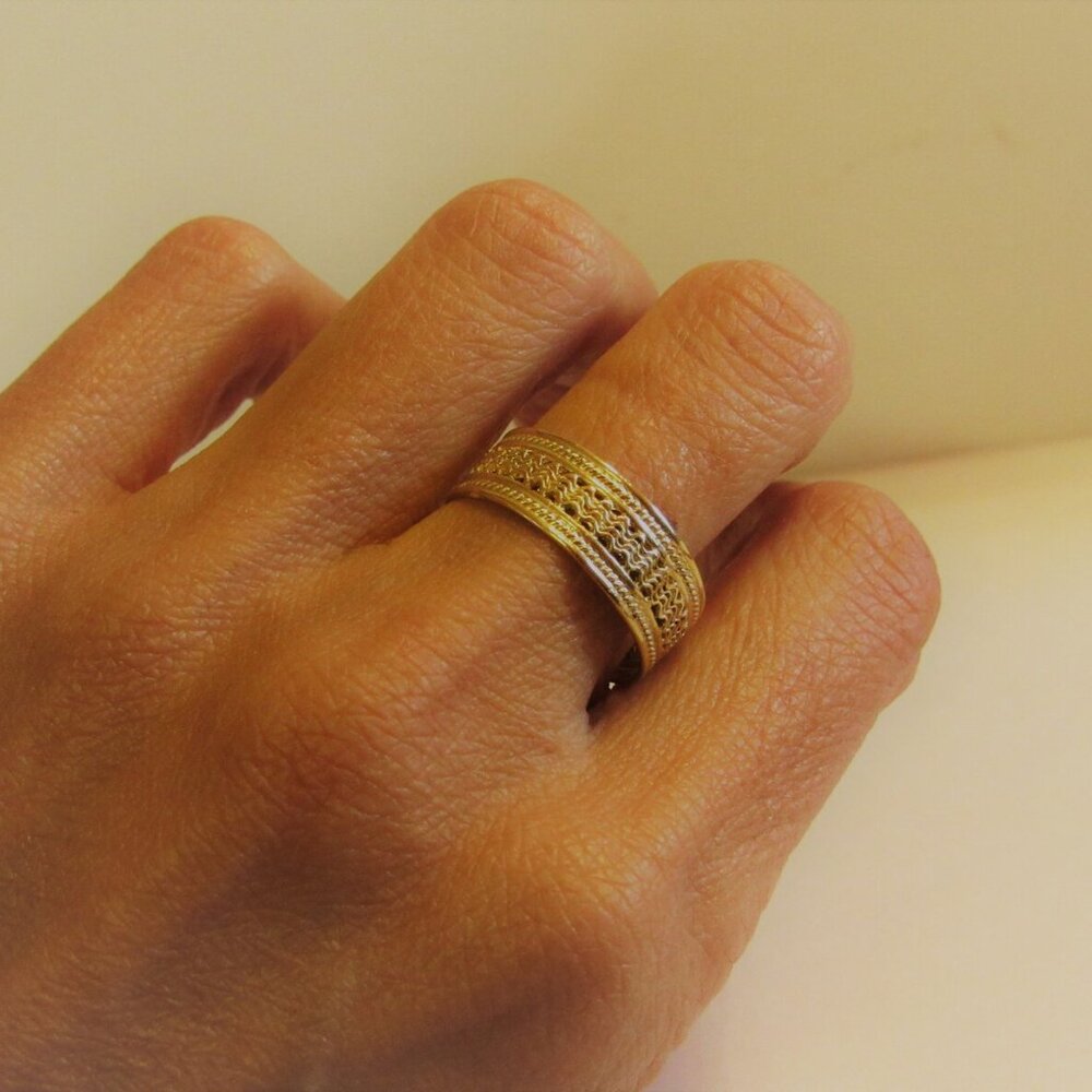Wedding ring. 14k yellow gold wedding filigree ring for men/women. UNIQUE - Picture 9 of 10